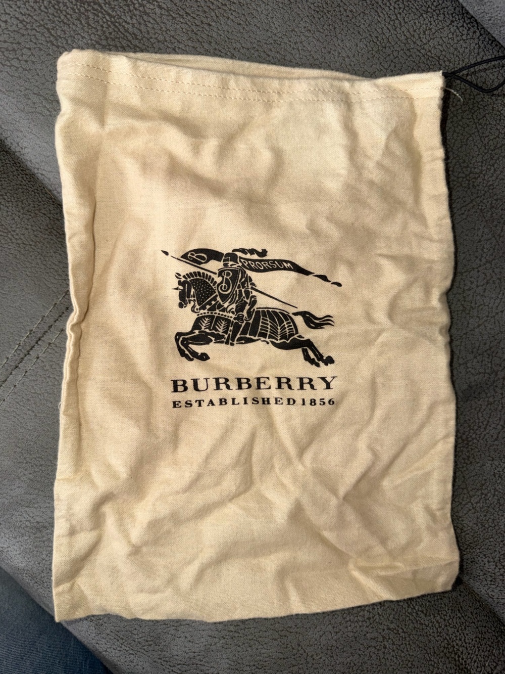 Burberry Beige Cotton Dust Bag with Black Equestrian Logo